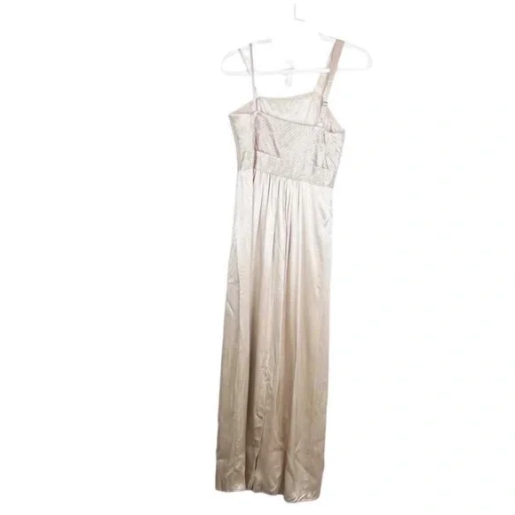 BCBG Max Azria vapor/champagne pleated bodice one shoulder silk gown - Size 4 - Picture 3 of 6